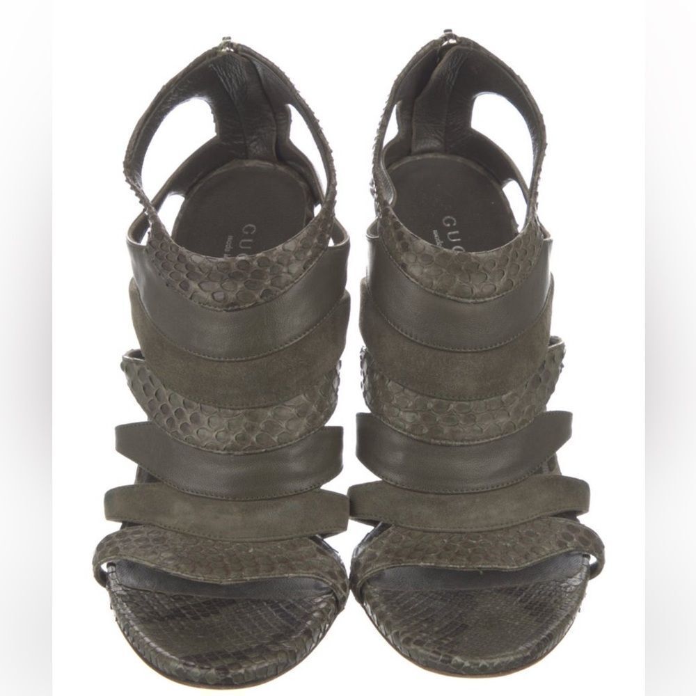 Gucci Green Python Strappy Sandals - image 3